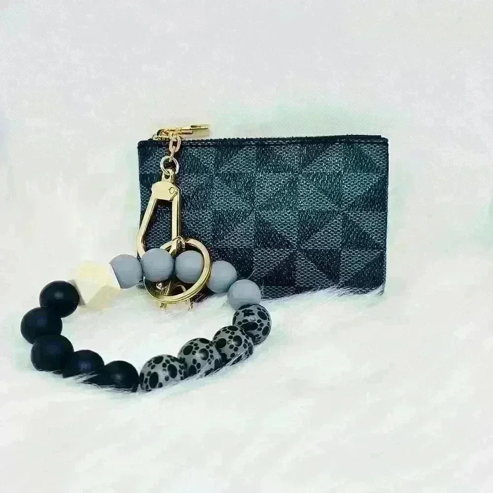 Lorraine Zippered Card Coin Case in Dark Gray